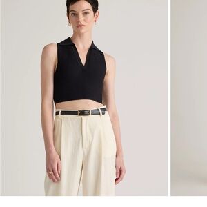 Aritiza Babaton Black Ribbed Crop Top